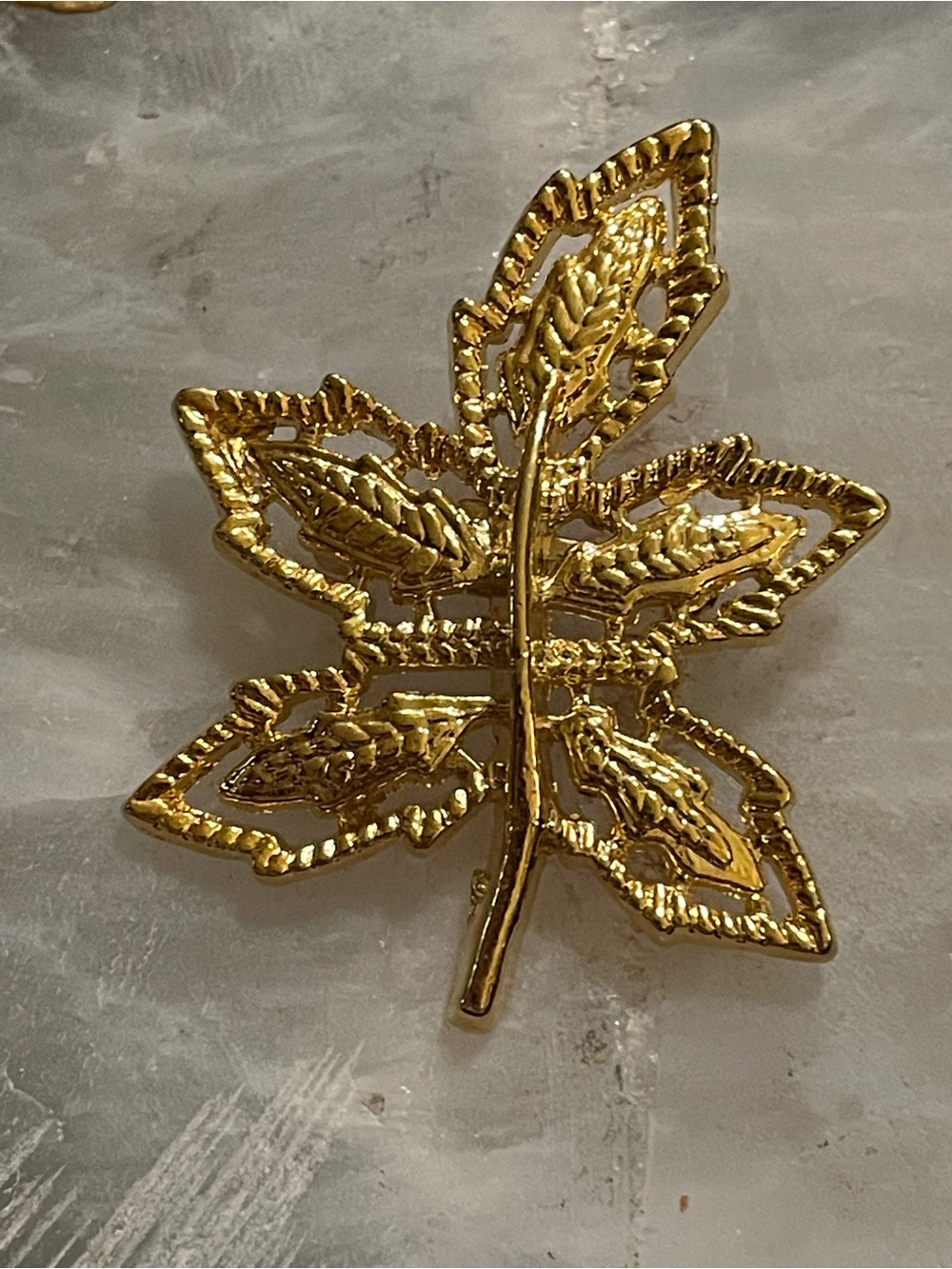 Gold Tone AAI Leaf Brooch #0145